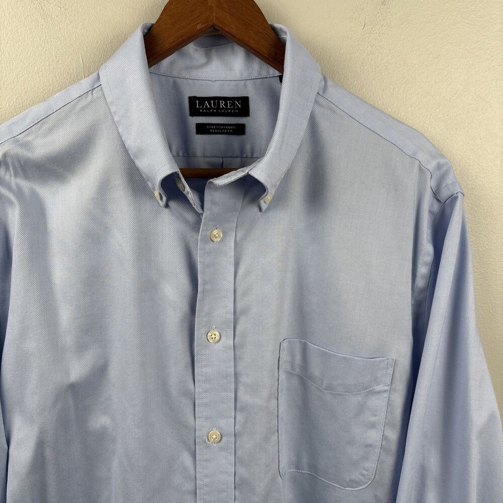 Ralph Lauren Dress shirt Mens 16 1/2 - 34/35 Blue Cotton Regular Stretch LS